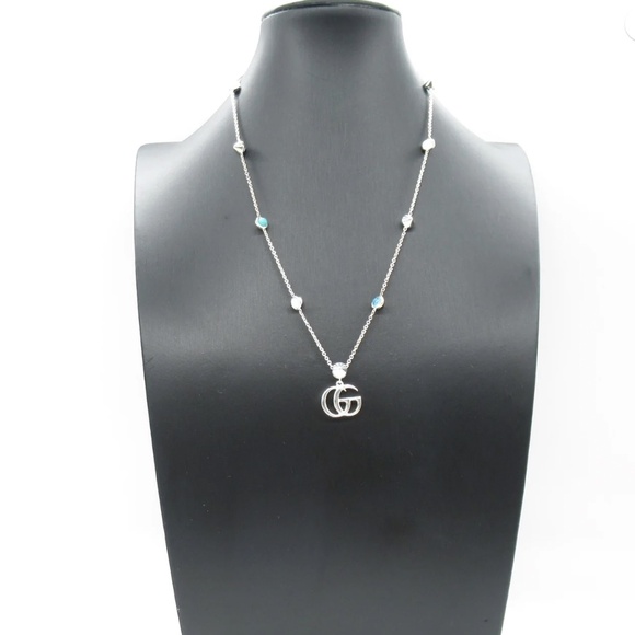 Gucci MOTHER OF PEARL NECKLACE NECKLACE 925 SILVER STAINLESS STEEL w/box - Picture 1 of 7